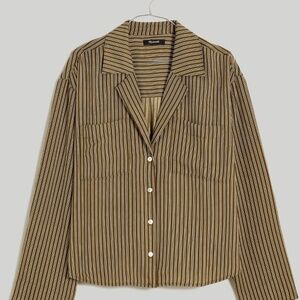 Madewell Brown and White Striped Shirt